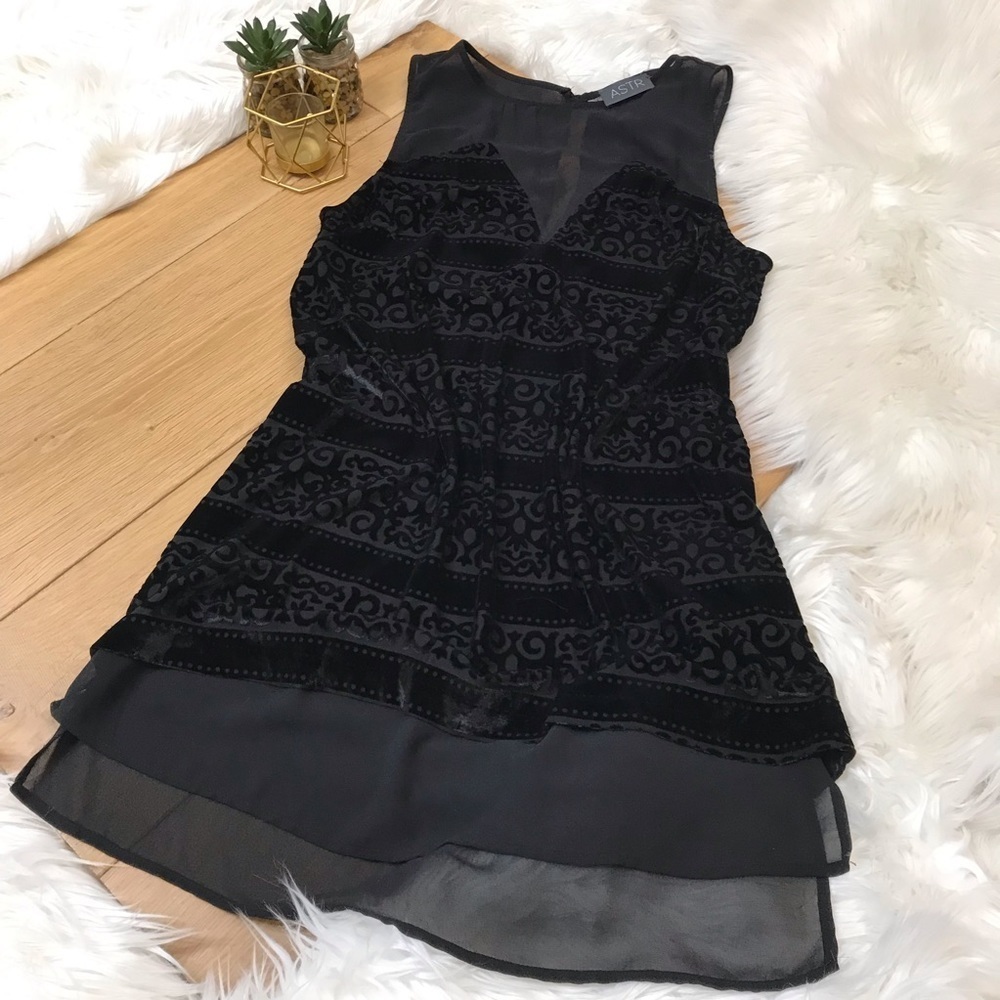 Astro Black Velvet Tunic Dress #975